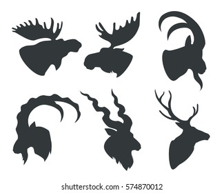 image silhouettes heads animals horns