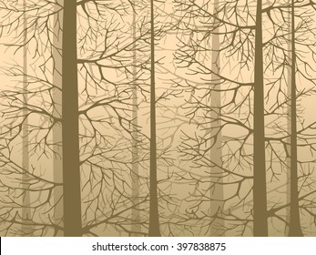 The image of silhouettes of trees, sepia version