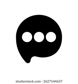 The image is a simple black and white drawing of a chat bubble with three dots in the middle