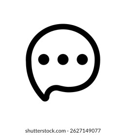 A imagem é um simples desenho em preto e branco de uma bolha de fala com três pontos no meio