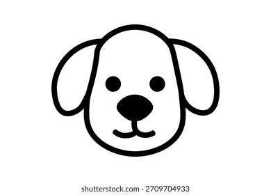 La Imagen es una simple ilustración en blanco y negro de la cabeza de un perro. Se representa en un estilo amigable y caricaturesco, a menudo utilizado como un icono o un emoji.
