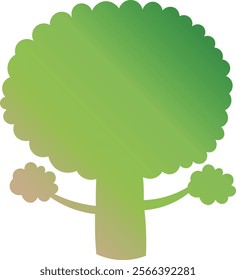 Image of simple broccoli illustration with beautiful gradation