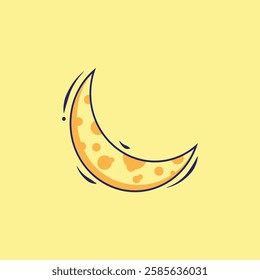 Image of a simple crescent moon illustration for beginners' simple designs