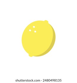 Image of a simple lemon in a flat cartoon style on a white isolated background. Vector illustration