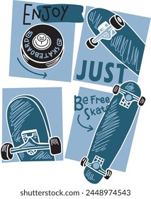 image for a skateboard themed children's t-shirt