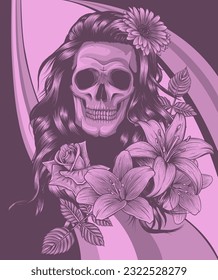 The image of the skull. Vector illustration.