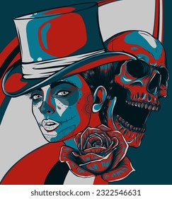 The image of the skull. Vector illustration.