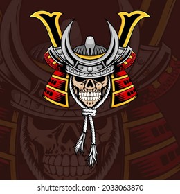 Image of a skull warrior with a kabuto samurai helmet, made simpler. Can be used as a background or just a template