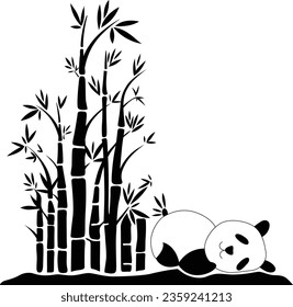 the image of Sleeping pandas With Bamboo Tree Vector Image 