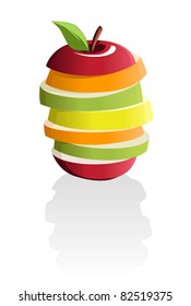 Image of sliced of variety of fruits stacked in one