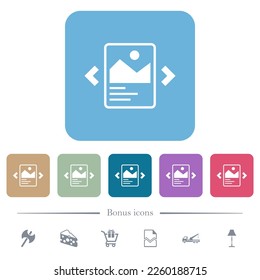 Image slideshow with captions white flat icons on color rounded square backgrounds. 6 bonus icons included