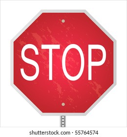 Image of a slightly aged "STOP" sign on a white background.