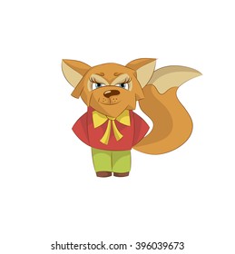 
Image sly fox in bright clothes on a white background