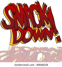 An Image Of A Smack Down Comic Book Style Sound Effect Text.