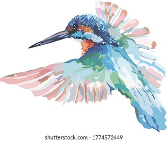 Image of a small bird in flight. vector