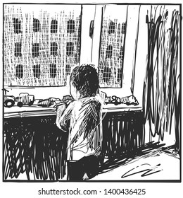 An image of a small child. Little boy.
