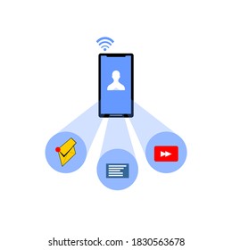 image of the smart phone and various kinds of icons below