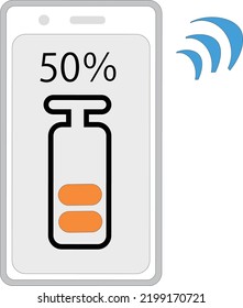 Image of the smartphone battery remaining half