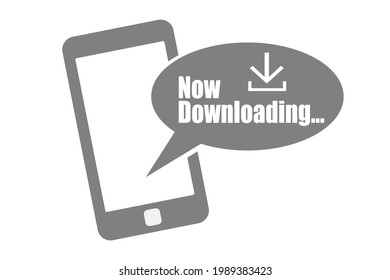 Image of a smartphone downloading data. Vector illustrations. Icon material.