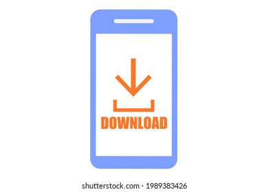 Image of a smartphone downloading data. Vector illustrations. Icon material.