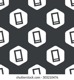 Image of smartphone in hexagon, repeated on black