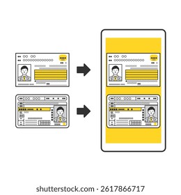 An image of a smartphone with a My Number card and driver's license loaded on it. The text in the illustration indicates the case.