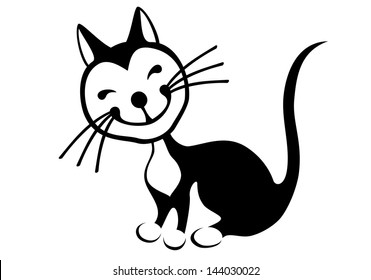 Image smiling black and white cat
