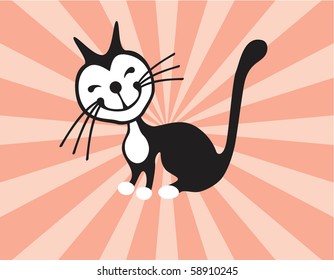 Image smiling black and white cat