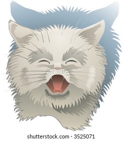 The image of a smiling kitten made from a pencil sketch. vectors