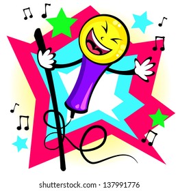 Image of a smiling microphone that is fun to sing