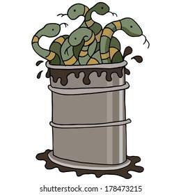 An image of a snake oil barrel.