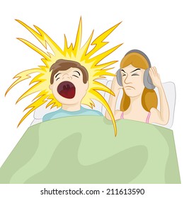 Imagen de un marido roncando.