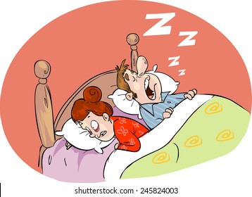 An image of a snoring husband