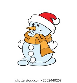 image of a snowman with a Christmas hat on his head