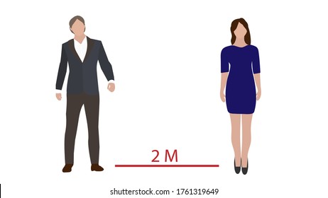 Image social distance between people. Vector image, eps 10