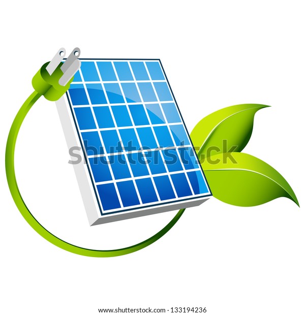 Image Solar Panel Icon Green Leaf Stock Vector (Royalty Free) 133194236 ...