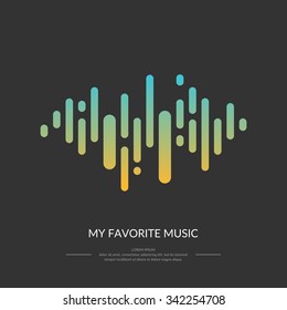 The image of the sound wave. Vector illustration. Icon. Sound. Track. Song. Music.