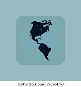 Image of South and North America in square, on pale blue background