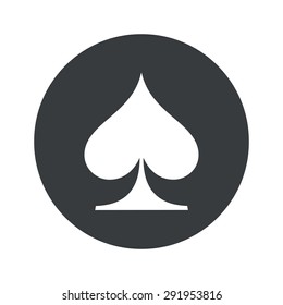Image of spades card symbol in black circle, isolated on white