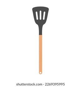 image spatula frying food flat design vector illustration. itchen solid spatula clipart vector illustration. Spatula flat vector design. Cooking spatula icon isolated on white.