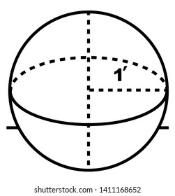 An image of a sphere that has a radius of 1 foot can be used to define the volume of the sphere, vintage line drawing or engraving illustration.