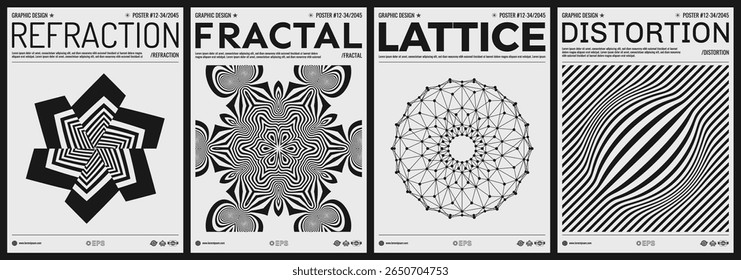Imagem com convexidade esférica. Fundo listrado abstrato com ilusão óptica. Um elemento de design. Floco de neve ou flor. Modelo de design de capa. Vetor para brochura, cartaz, capa, folheto ou banner.