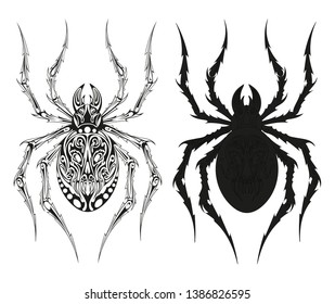The image of the spider, which can be used for printing on T-shirts, as a logo or for tattoo.