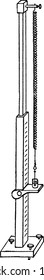 it is an image a spiral balance, having string on it, having scale on it and a stand, having adjustment knock, use to weigh mayerials, vintage line drawing or engraving.
