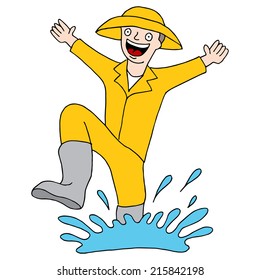 An Image Of A Splashing Puddle Man.