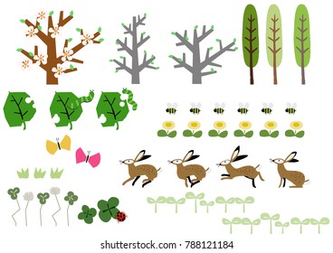 Image of spring. Illustration of spring landscape. Material collection.