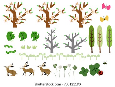 Image of spring. Illustration of spring landscape. Material collection.