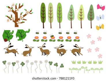 Image of spring. Illustration of spring landscape. Material collection.