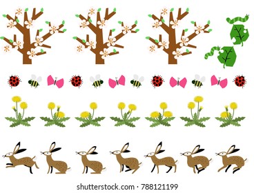 Image of spring. Illustration of spring landscape. Material collection.
