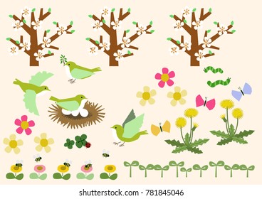 Image of spring. Spring material collection. Calendar clip art.
Spring landscape material collection.
A warm image.
